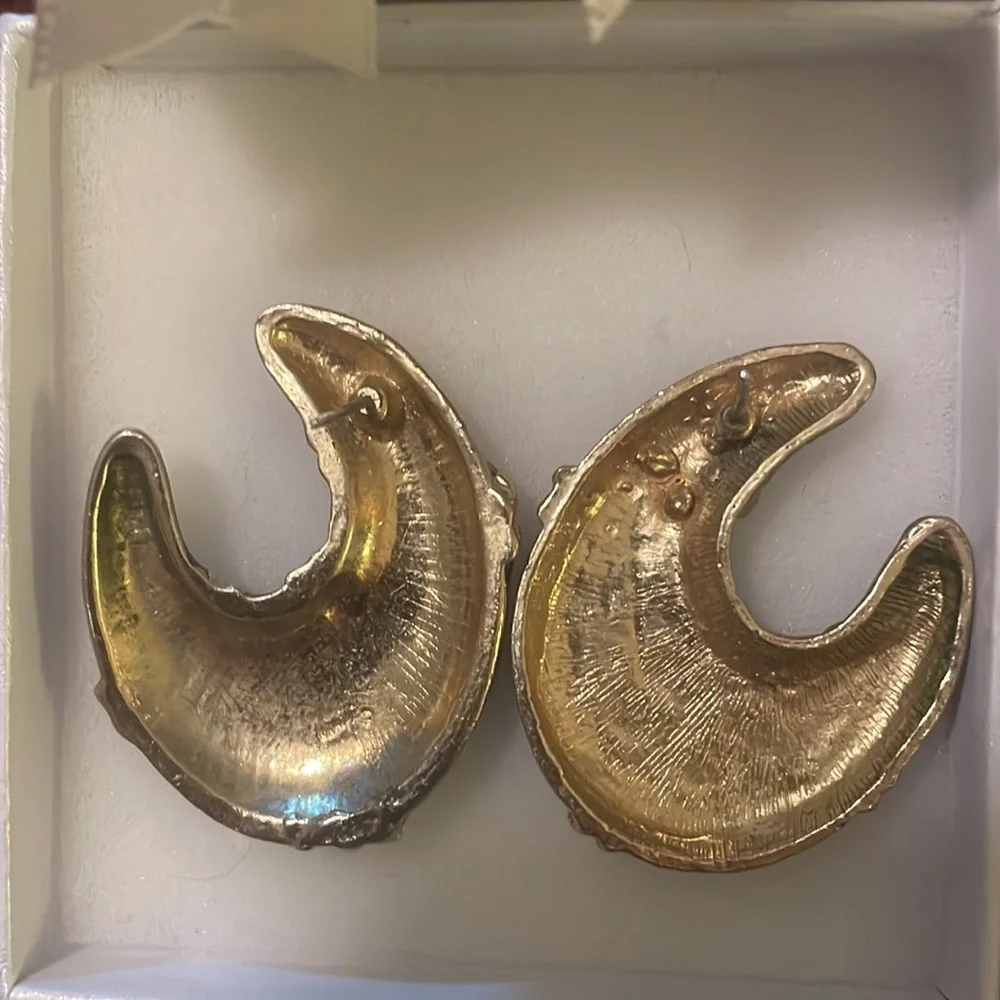 Vintage 1980s Napier Enamel Earrings with Chain Detail - Picture 6 of 6
